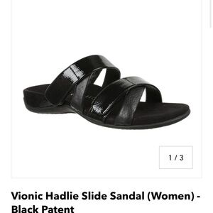 Vionic Black Slide Sandals with Orthopedic Comfort EUC